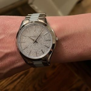 Michael Kors Silver and Blue Watch